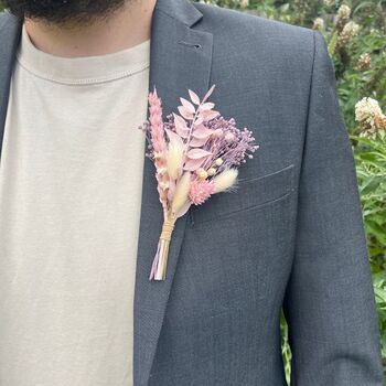 Pastel Dried Flower Buttonhole, 5 of 5