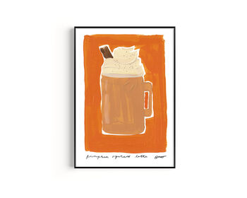 Pumpkin Spiced Latte Hand Painted Art Print, 6 of 6