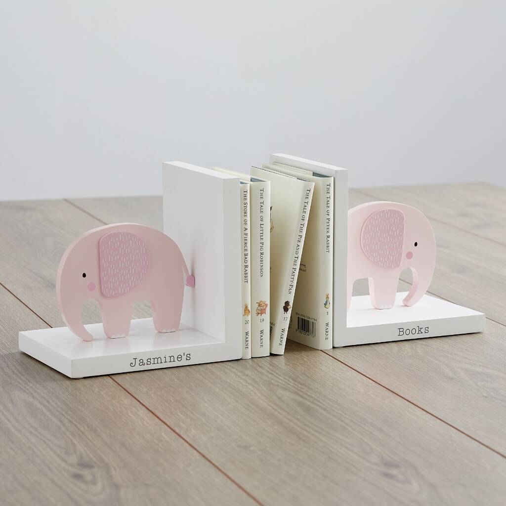 Personalised Pink Elephant Bookends By My 1st Years