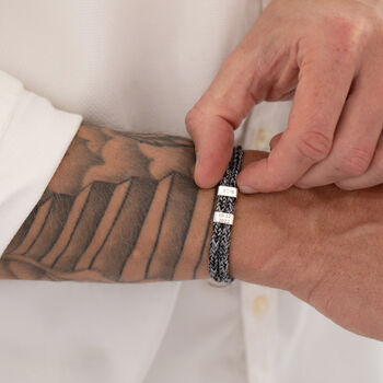Personalised Men's Cord Story Charm Bracelet, 3 of 7