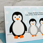 'Penguins' Birthday Card From Two Children, thumbnail 2 of 3