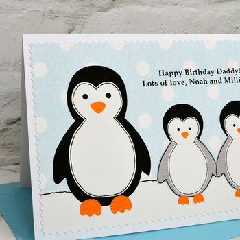 'Penguins' Birthday Card From Two Children, 2 of 3
