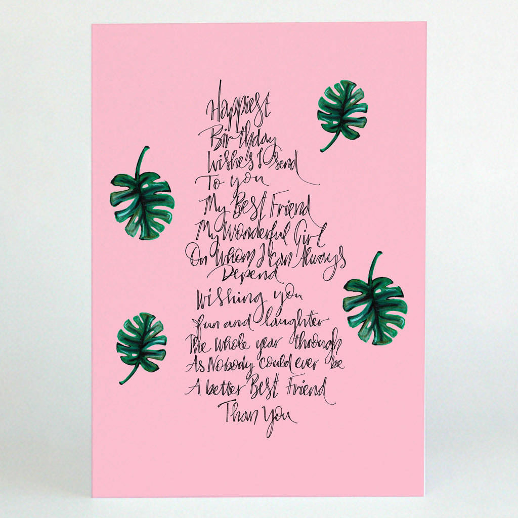 Best Friend Poem Birthday Card By De Fraine Design London | notonthehighstreet.com