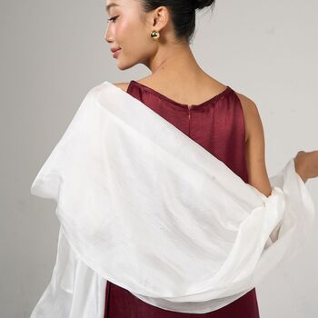 100% Mulberry Silk Scarf, Pearl White In Gift Box, 4 of 5