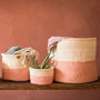 Jioni: Dusty Pink Colour Block Woven Basket, thumbnail 1 of 5