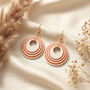 Cream And Orange Geometric Circular Earrings • Gold Plated Sterling Silver Hooks, thumbnail 1 of 9