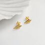 Vermeil Leaf Stud Earrings, thumbnail 1 of 4