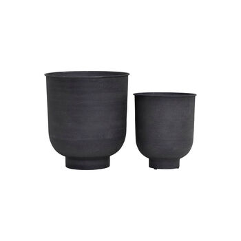 House Doctor Set Of Two Black Iron Planters, 2 of 4