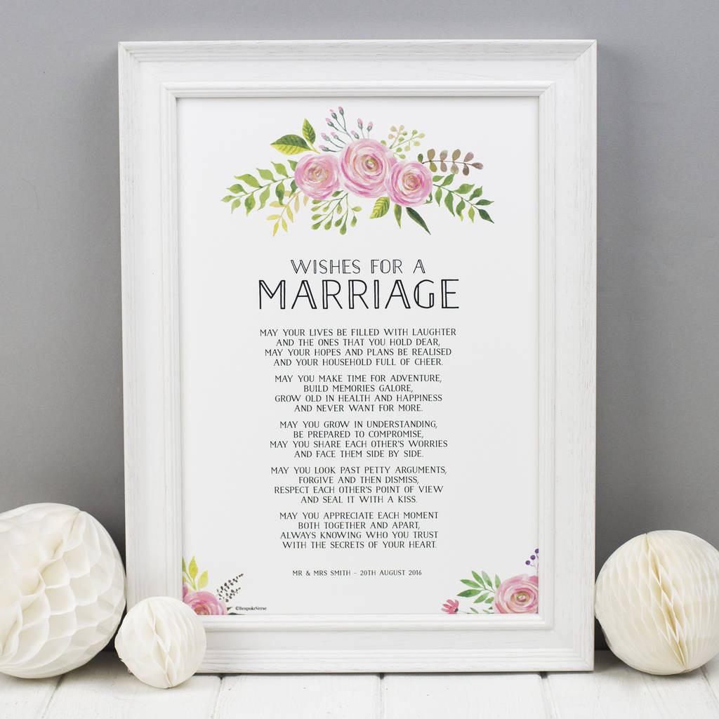 marriage poem wedding print by bespoke verse