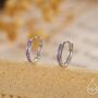 Sterling Silver Lilac Purple Amethyst Cz Huggie Hoop Earrings, thumbnail 1 of 12