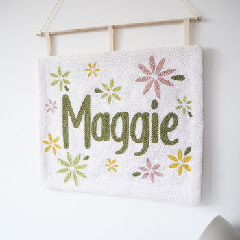 Floral Punchneedle Personalised Name Wall Art, 2 of 3