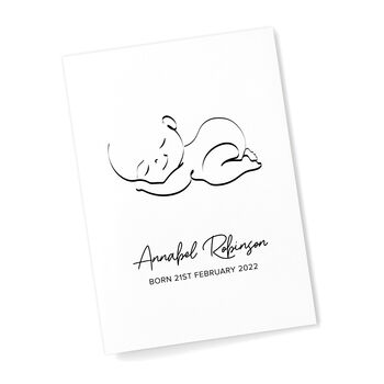 Personalised Line Art Sleeping Baby Print, 6 of 12