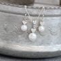Silver Heart And Pearl Pendant And Drop Earrings Set, thumbnail 4 of 10