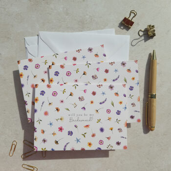 Pressed Wildflowers Will You Be My Bridesmaid Card, 10 of 11