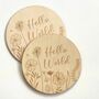 Baby Announcement Plaque Hello World Sign Flowers, thumbnail 1 of 3