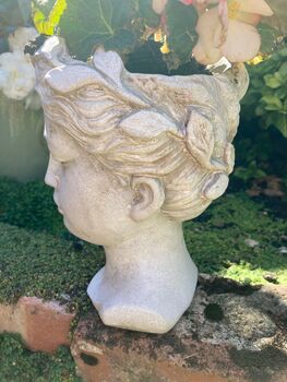 Ladies Head Planter 21cm Stone Effect Bust Flowerpot, 8 of 9