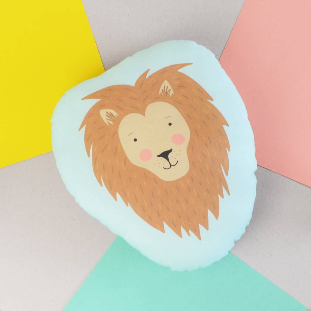 Children's Lion Face Shaped Cushion By Hannah Stevens