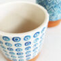 Set Of Three Contemporary Blue Abstract Ceramic Pots, thumbnail 4 of 6