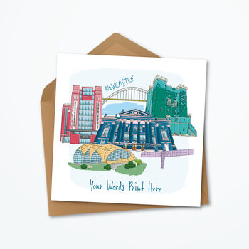 Personalised Newcastle Greeting Card, Skyline Print, 2 of 4