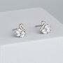 Sterling Silver Crystal Swan Stud Earrings, thumbnail 1 of 6