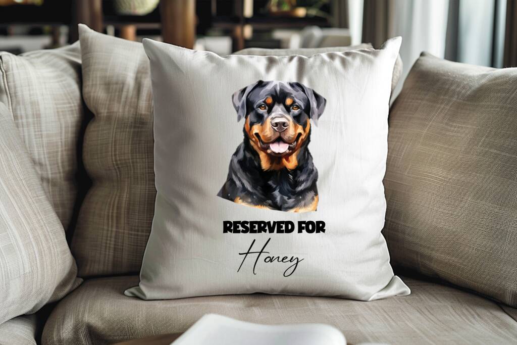 Personalised Rottweiler Reserved For Cushion Keepsake Gift