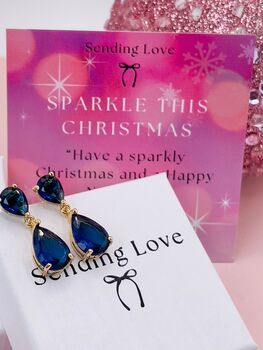 Blue Sapphire Christmas Earrings, 2 of 6
