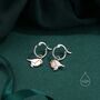 Sterling Silver Robin Bird Dangle Huggie Hoop Earrings, thumbnail 1 of 10