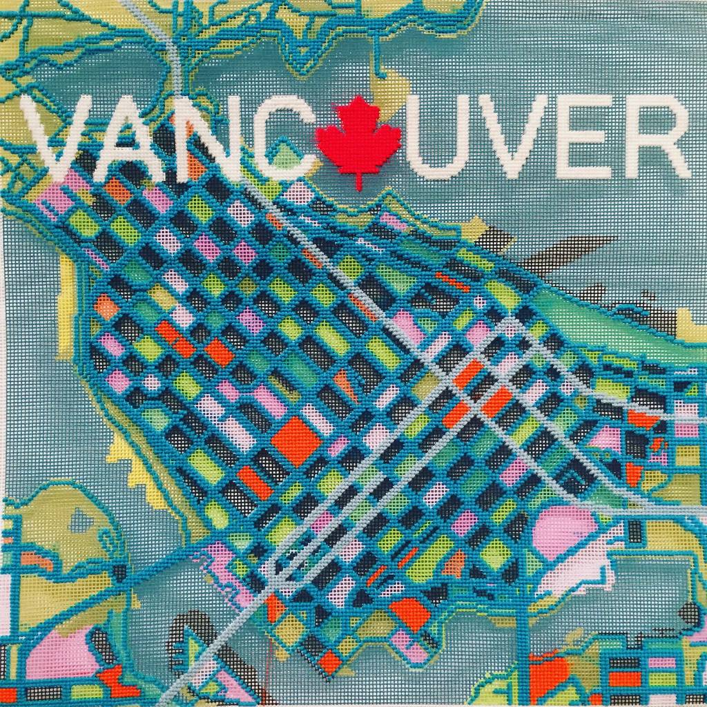 Vancouver City Map Tapestry Kit By Hannah Bass Needlepoint