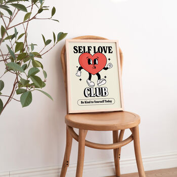 'Self Love Club' Retro Heart Print, 4 of 8