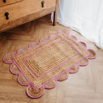 Scallop Jute Mat Rug In Pink, 2 of 6