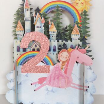 2nd Birthday 3D Card With Rainbow Unicorn, 2 of 3