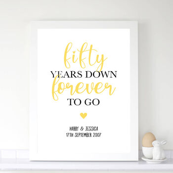 Personalised 50th Golden Wedding Anniversary Print, 2 of 2
