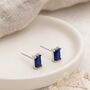 Sterling Silver Sapphire Baguette Stud Earrings – 6mm, thumbnail 1 of 5