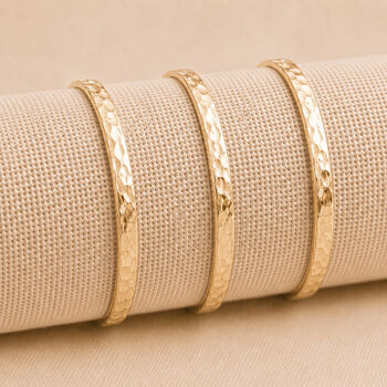 Gold Plated Hammered Triple Bangle Set, 2 of 8