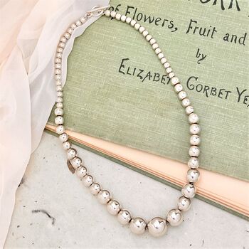 Graduated Sterling Silver Ball Bead Necklace, 3 of 4