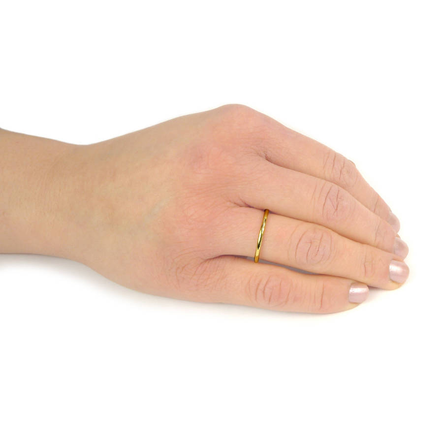 Slim 18ct Gold Wedding Ring With Matte Finish By Lilia Nash Jewellery ...