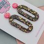 Large Oval Statement Glitter Resin Earrings, thumbnail 5 of 8