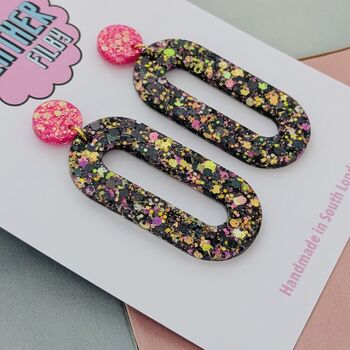 Large Oval Statement Glitter Resin Earrings, 5 of 8