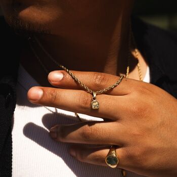 Silver Mini Moss Agate Gemstone Pendant Necklace For Men, 5 of 11