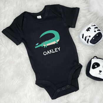 Crocodile Babygrow Personalised With Name, 4 of 8