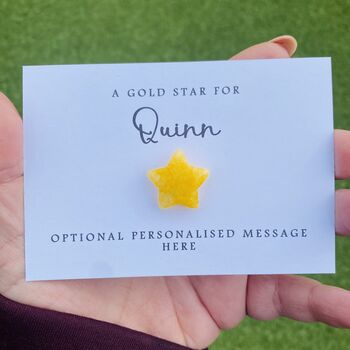 Gold Star Congratulations Personalised Gift With Citrine Star, 2 of 5