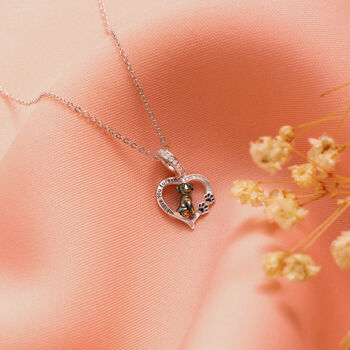 Rottweiler Sterling Silver Heart Necklace Personalised Gift, 3 of 7