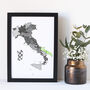 Personalised Map Of Italy Print, thumbnail 1 of 7