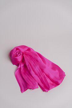 100% Mulberry Silk Scarf, Hot Pink, Bright Pink, 3 of 5