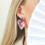 Pink And Purple Pearl Heart Shaped Dangle Earrings, thumbnail 1 of 4