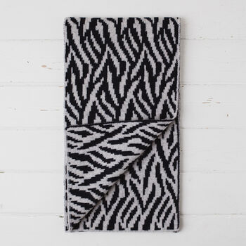 Zebra Lambswool Reversible Scarf, 7 of 12