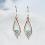 Open Sterling Silver Blue Opal Diamond Drop Earrings, thumbnail 1 of 6
