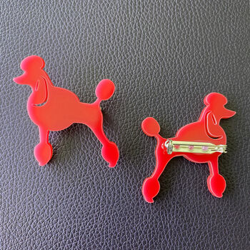Red Poodle Acrylic Brooch, 2 of 3