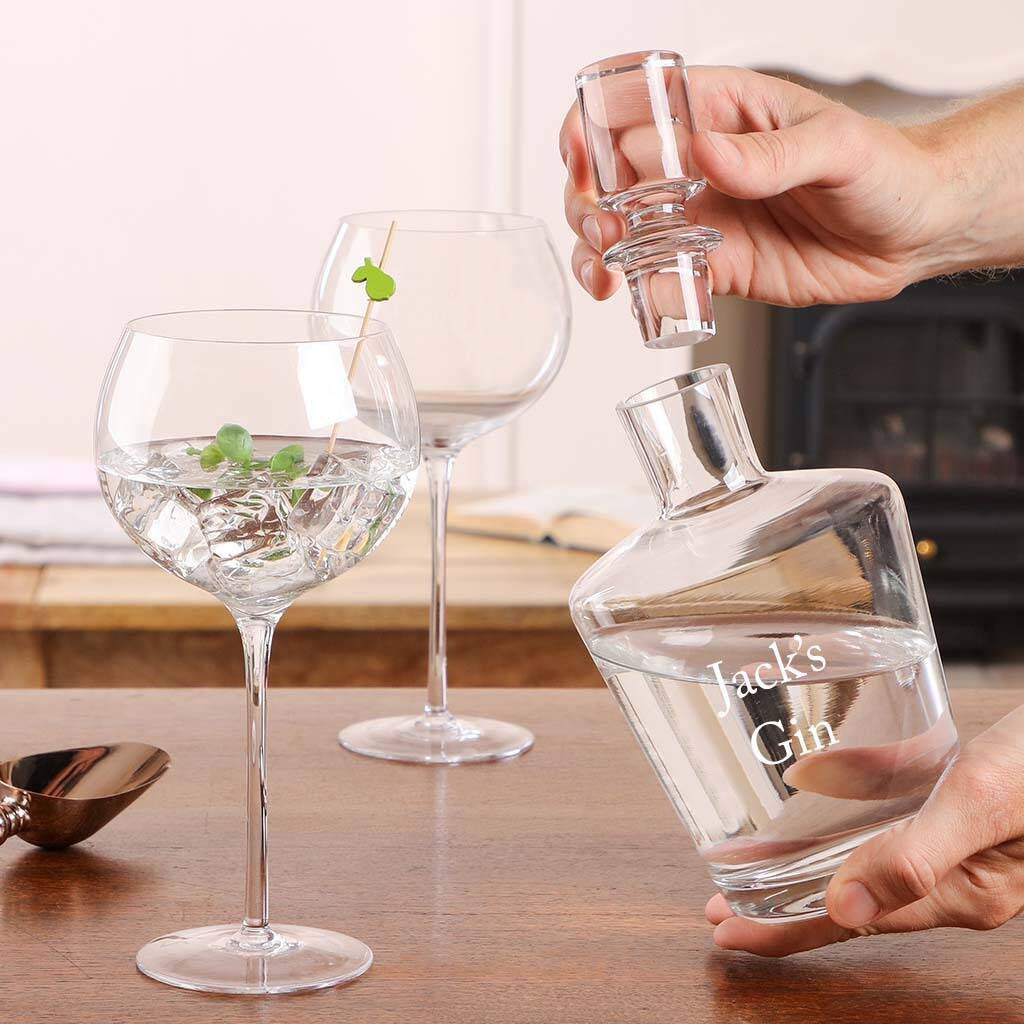 personalised gin decanter and glasses gift set by dibor