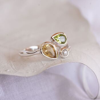 Silver Ring With Peridot, Pearl And Citrine, 3 of 7